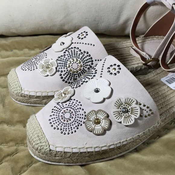 Coach Ankle Strap Astor Espadrille Tea Rose Rivets - Picture 4 of 7